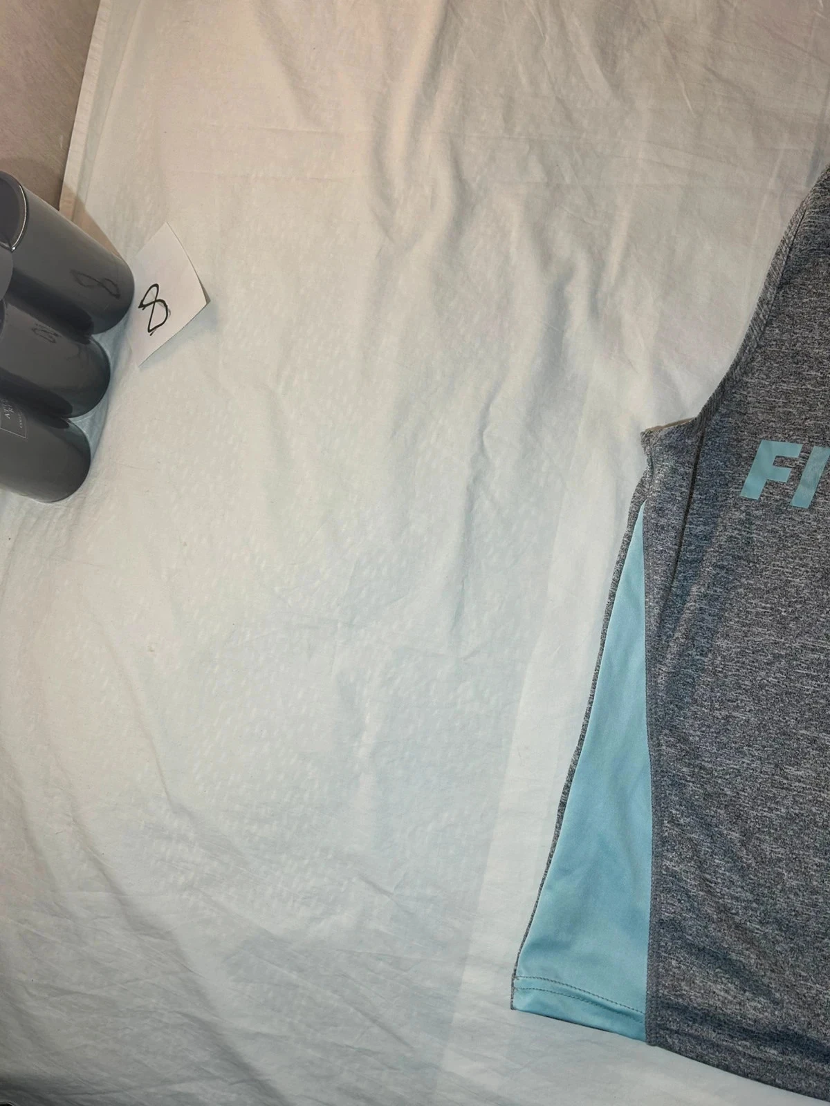 Vintage light blue grey sports top tank top fitness – photo 3